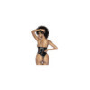 Body String en vinyle noire avec résille transparente 